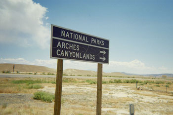 sign to arches nat'l park. Utah